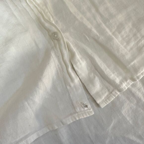 Burning Torch Bohemian White Button Down Sleeveless Oversized Pocket Blouse - Picture 10 of 12